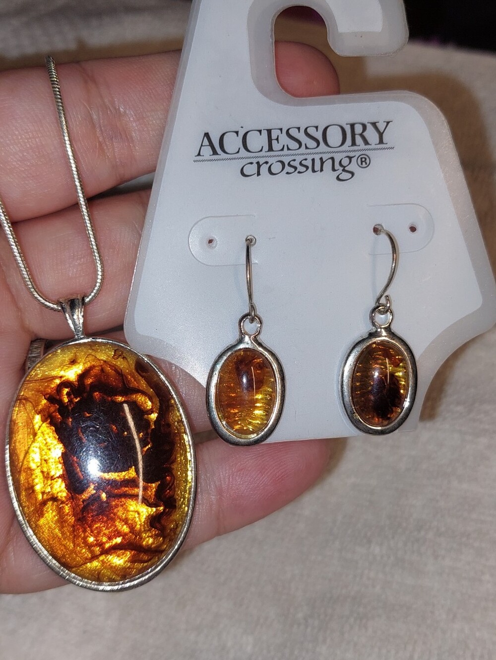 Amber Necklace Earring Set.